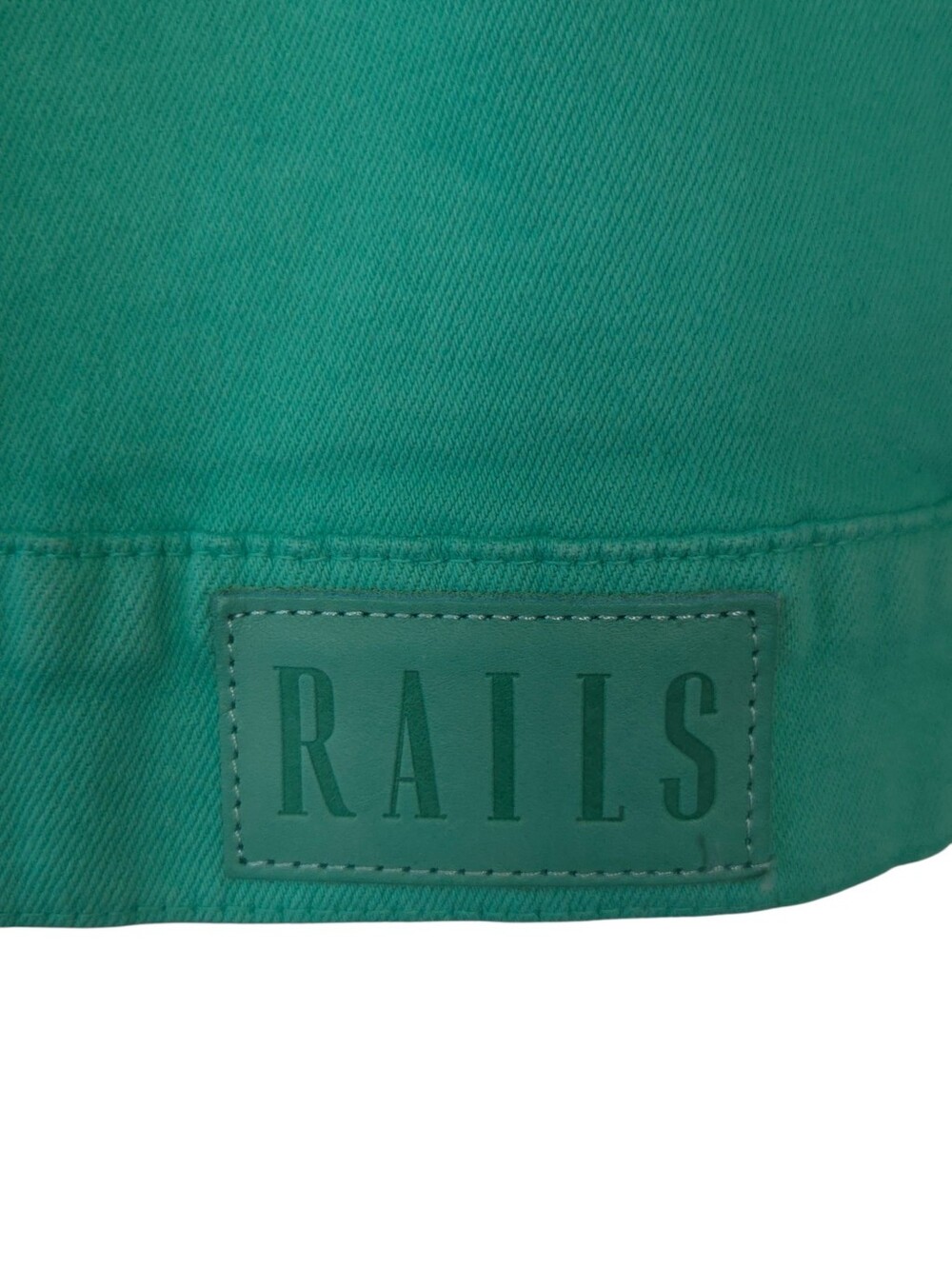 Rails The Mulholland Emerald Green Denim Trucker Jacket Size L Color Pop - Picture 7 of 11